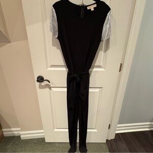 Michael Kors Black Jumpsuit with Silver Sleeves